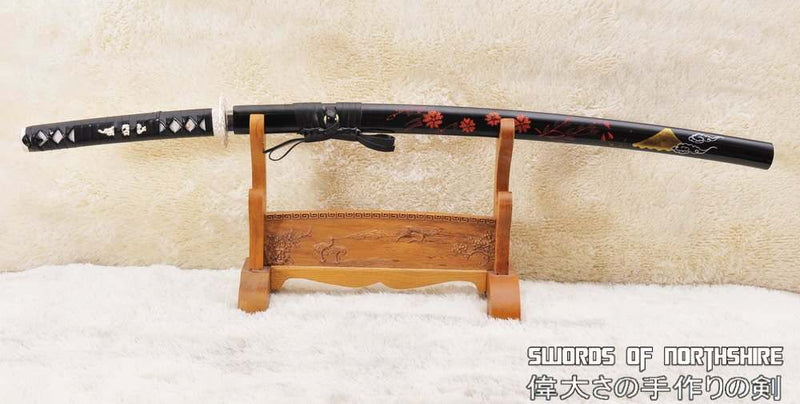 1095 High Carbon Steel Clay Tempered Silver Dragon Katana Samurai Sword
