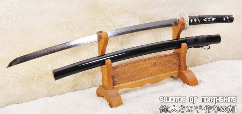 1095 High Carbon Steel Clay Tempered Silver Dragon Katana Samurai Sword