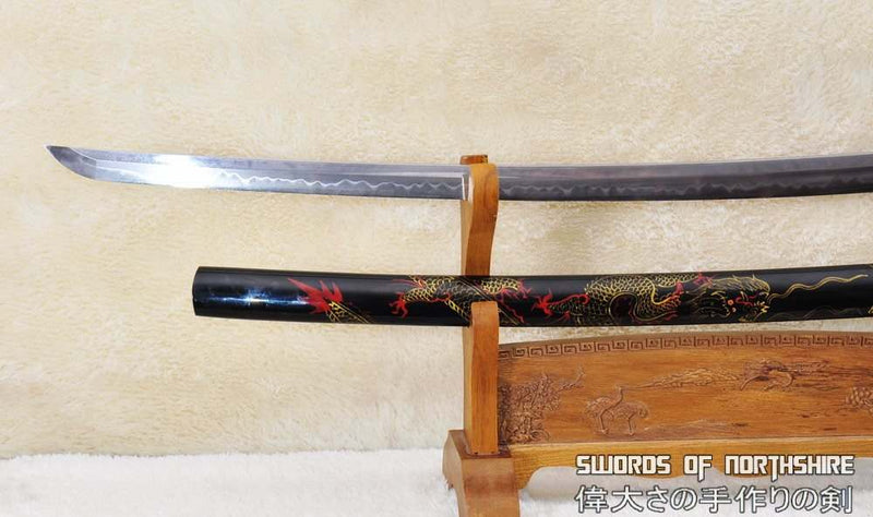 1095 High Carbon Steel Clay Tempered Dragon Samurai Katana Sword