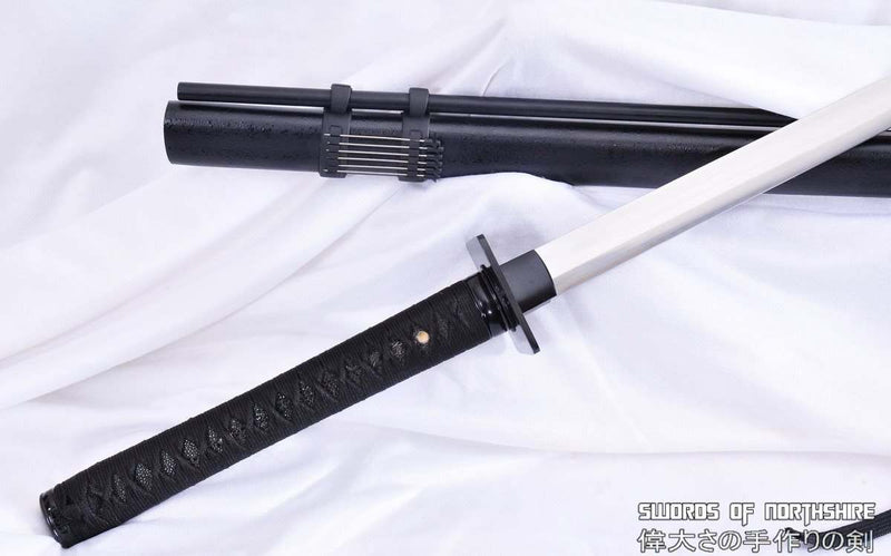 High Carbon 1095 Hand Forged Steel Black Ninja Chokuto Sword with Blow Darts