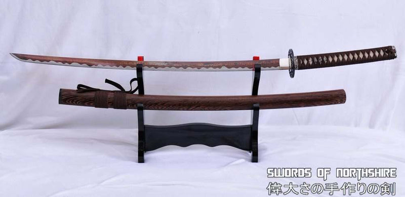 Hand Forged Red and Black Folded Steel Blade Samurai Katana Sword