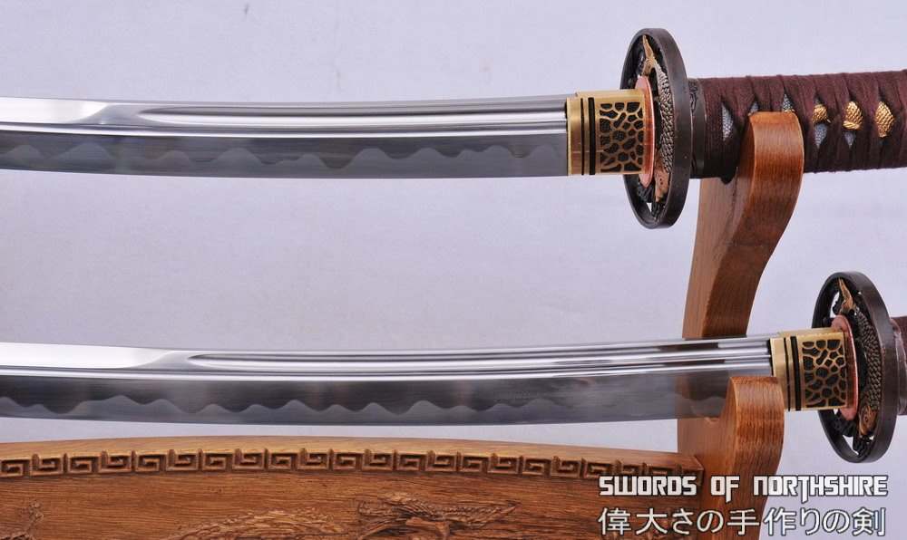 グートオッガウ　2本セット Hand Forged 1095 High Carbon Steel Unokubi Zukuri Samurai Sword