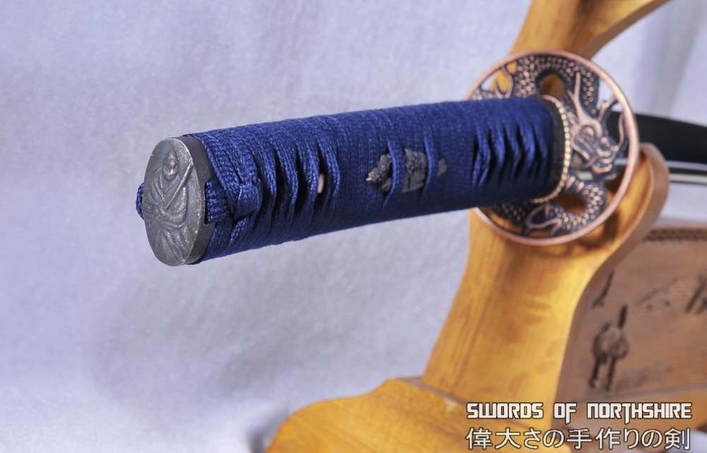 Hand Forged Folded Steel Katana & Wakizashi Blue Dragon Samurai