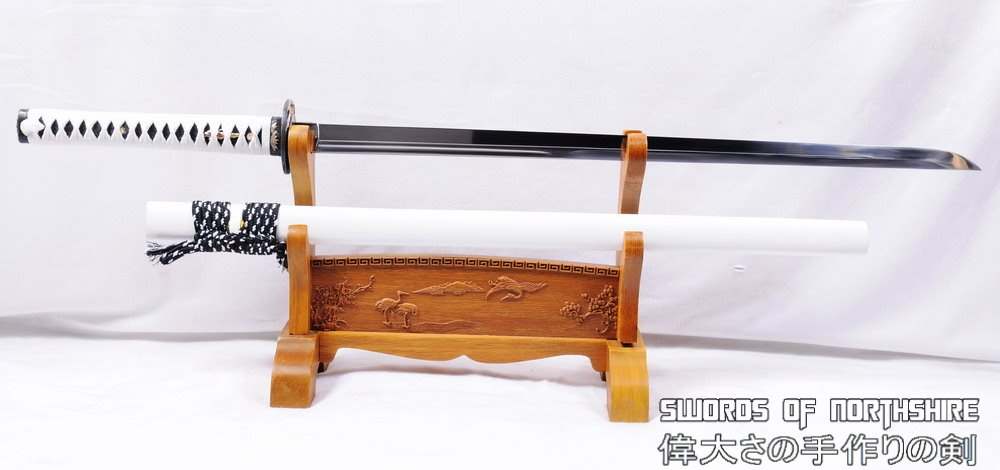 Hand Forged 1095 High Carbon Steel Unokubi Zukuri Straight Blade White Chokuto Ninja Sword