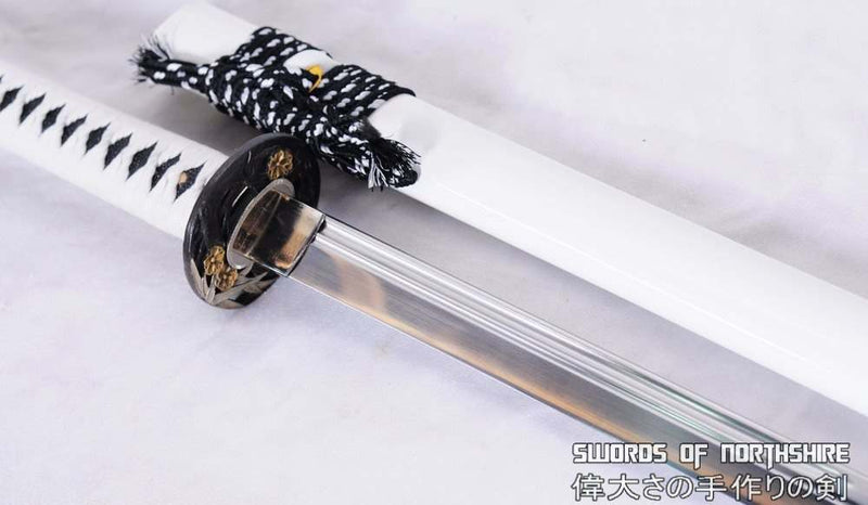 Hand Forged 1095 High Carbon Steel Unokubi Zukuri Straight Blade White Chokuto Ninja Sword