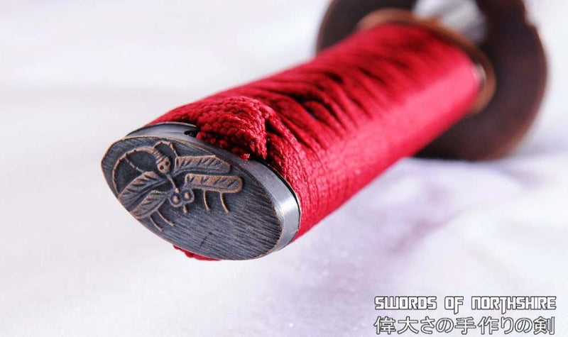 Hand Forged Red and Black Folded Steel Blade Samurai Wakizashi Sword