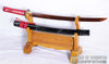 Hand Forged Red and Black Folded Steel Blade Samurai Wakizashi Sword