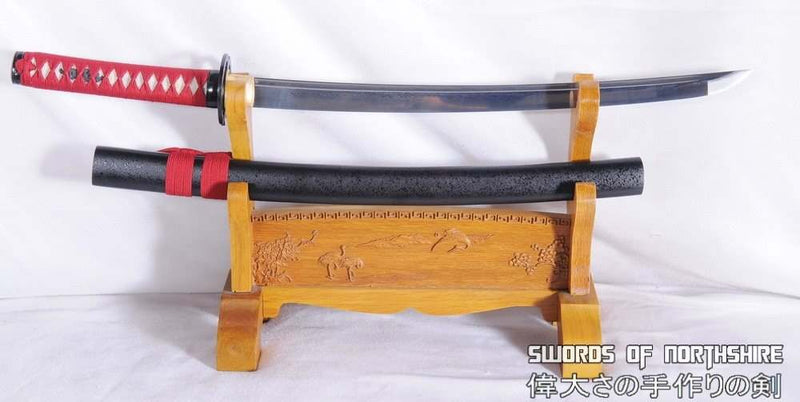 Hand Forged Folded Steel Blade Musashi Tsuba Samurai Wakizashi Sword