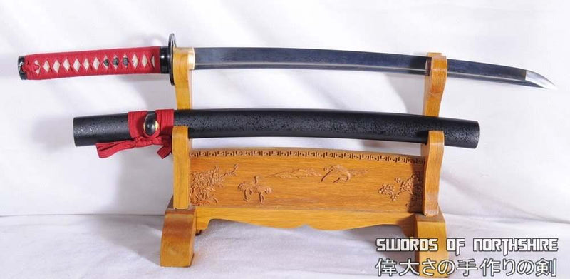 Hand Forged Folded Steel Blade Musashi Tsuba Samurai Wakizashi Sword