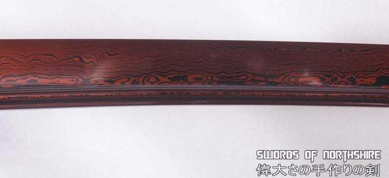 Hand Forged Red and Black Folded Steel Samurai Dragon Wakizashi Sword