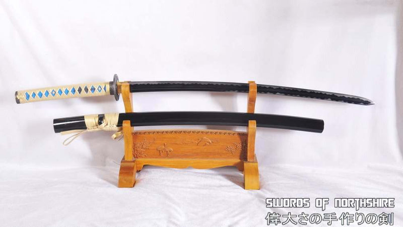 Hand Forged 1095 High Carbon Black Steel Double-Edged Samurai Katana Sword