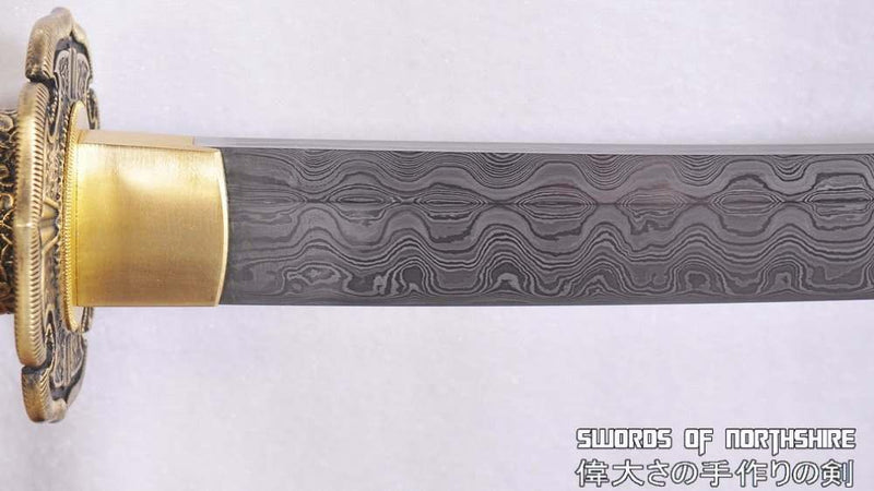 Hand Forged High Quality Folded Damascus Steel Japanese Samurai Tachi Sword