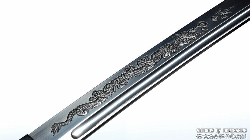 Hand Forged Through-Hardened 1095 Steel Hand-Engraved Dragon Samurai Katana Sword