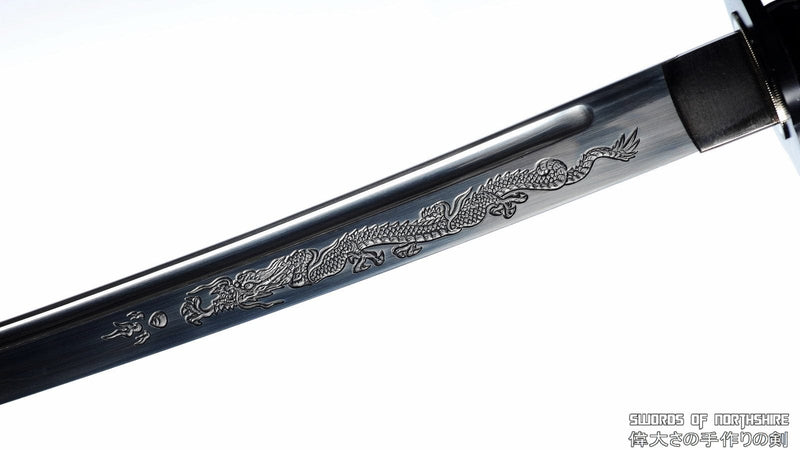 Hand Forged Through-Hardened 1095 Steel Hand-Engraved Dragon Samurai Katana Sword