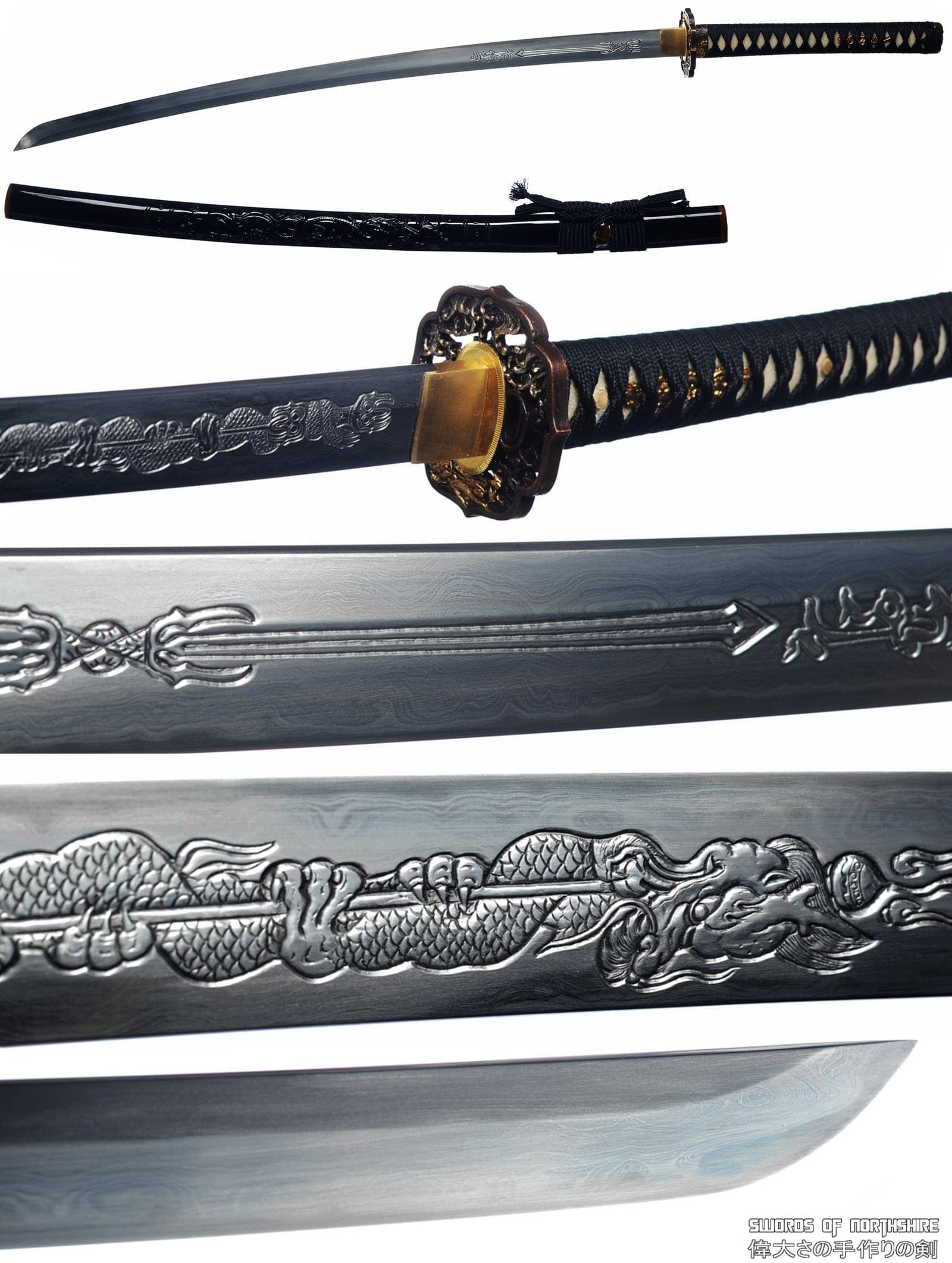 ◆6枚セット◆ samurai 27cm プレート Hand Forged Folded Damascus 1095 Steel Hand-Engraved Dragon