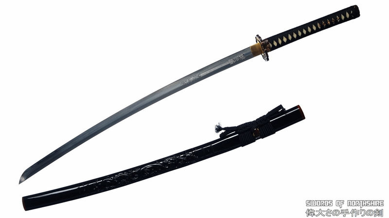 Hand Forged Folded Damascus 1095 Steel Hand-Engraved Dragon Samurai Katana Sword