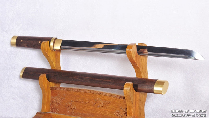 Hand Forged 1060 High Carbon Steel Straight Blade Huali Wood Shirasaya Samurai Ninja Sword