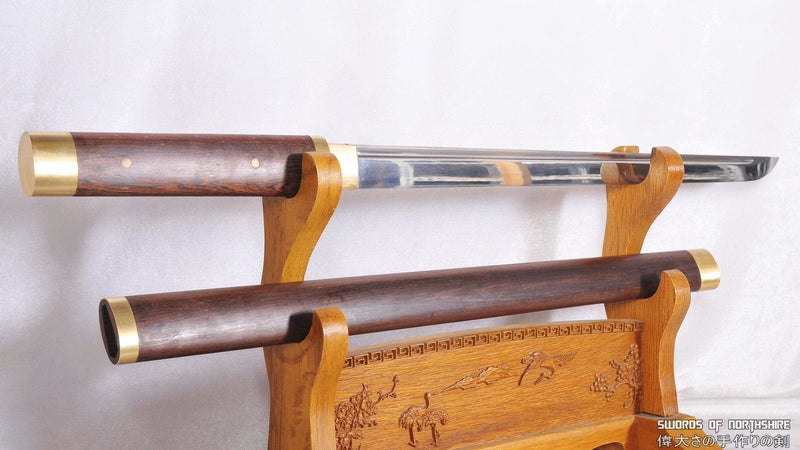 Hand Forged 1060 High Carbon Steel Straight Blade Huali Wood Shirasaya Samurai Ninja Sword