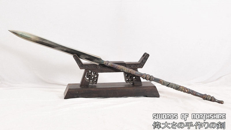 S?jutsu Hoko Yari Straight Japanese Spear Black Folded Steel Blade 39" Pole Arm Qiang