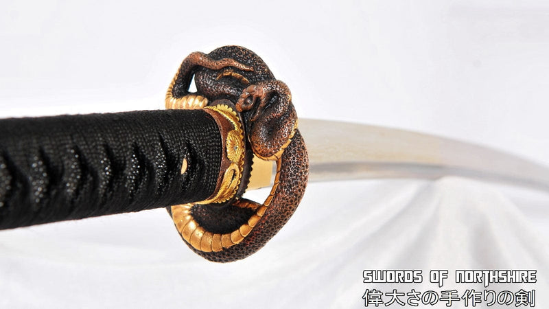 Hand Forged Folded Damascus Steel Blade Samurai Sword Serpent Katana