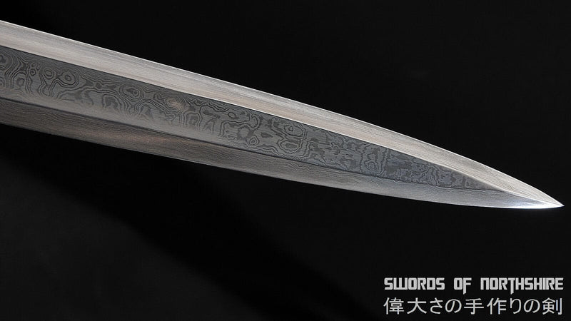 Hand Forged Folded Damascus 1095 Steel Medieval Feudal European Straight Blade Broadsword