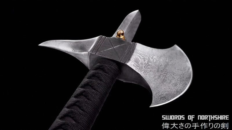 Hand Forged Folded Steel Leather Battle Ready Axe