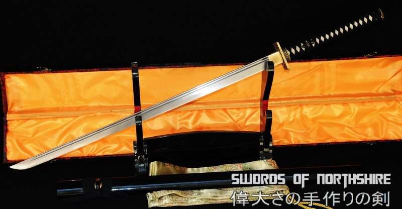 Hand Forged Folded Steel Straight Blade Katana Ninjato Wave Chokuto Sword