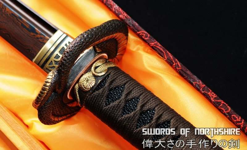 Hand Forged Red Folded Steel Serpent Katana Samurai Sword