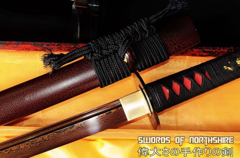 Hand Forged Red Folded Steel Samurai Sword Custom Katana