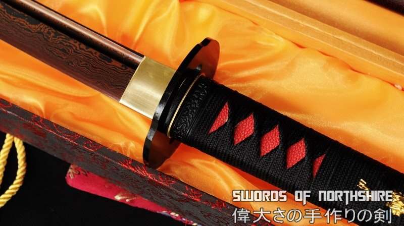 Hand Forged Red Folded Steel Samurai Sword Custom Katana