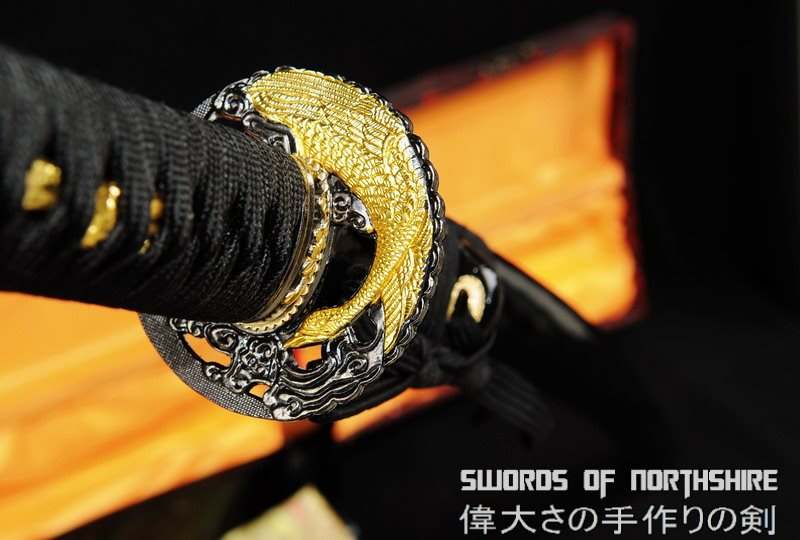 Hand Forged Folded Steel Blade Samurai Sword Golden Crane Katana