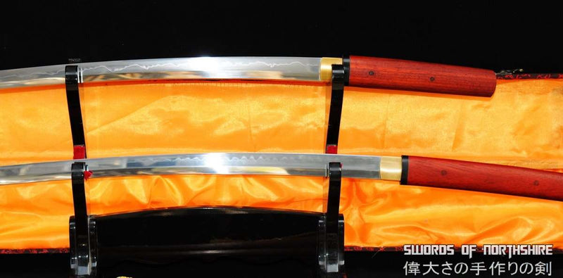 1095 High Carbon Steel Clay Tempered Katana Rosewood Shirasaya Samurai Sword Set