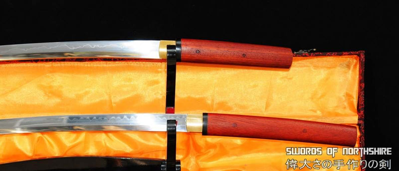 1095 High Carbon Steel Clay Tempered Katana Rosewood Shirasaya Samurai Sword Set