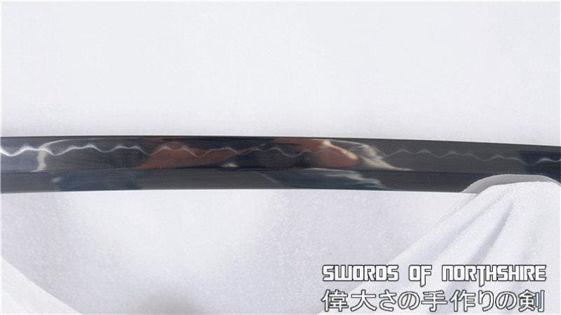 1095 High Carbon Steel Clay Tempered Katana with Hand Carved Saya & Hidden Kozuka Knife