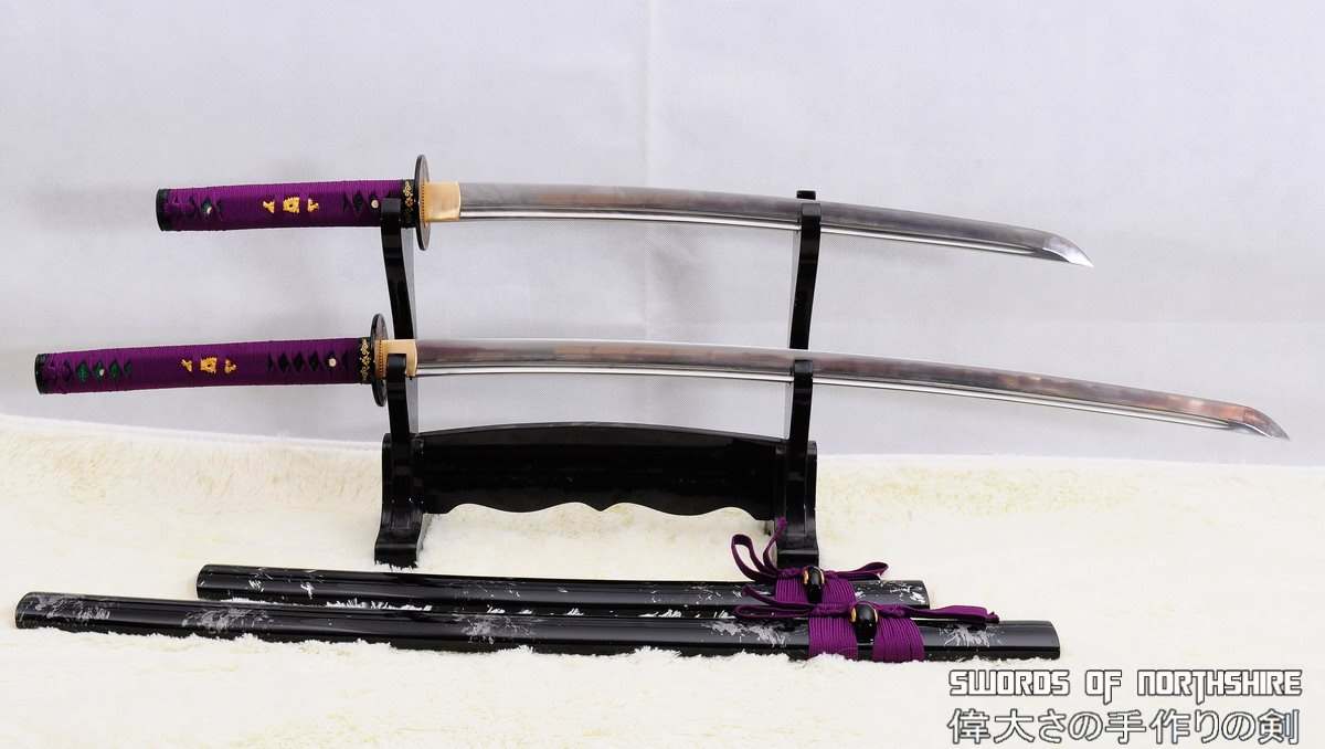 Hand Forged Folded Steel Katana & Wakizashi Japanese Samurai Sword Set