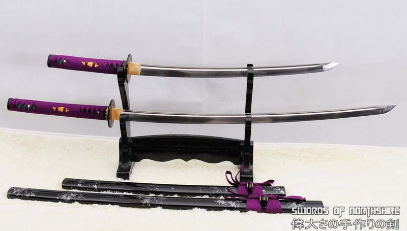 Hand Forged Folded Steel Katana & Wakizashi Japanese Samurai Sword Set