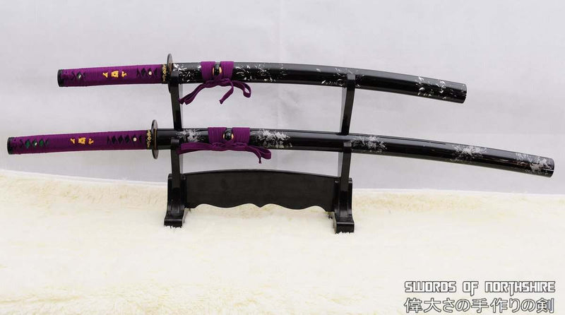 Hand Forged Folded Steel Katana & Wakizashi Japanese Samurai Sword Set