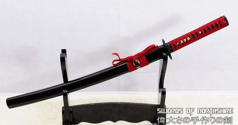 Hand Forged 1060 High Carbon Steel Black Blade Samurai Wakizashi Sword