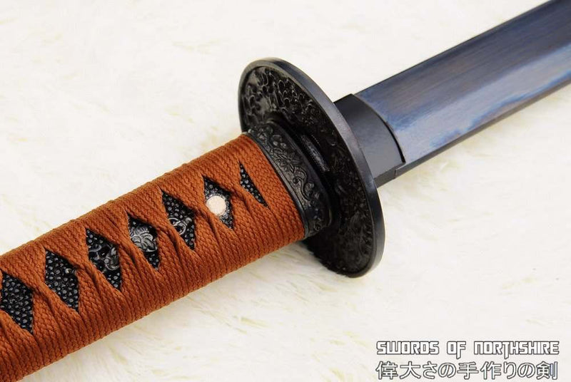 Hand Forged Black Folded Steel Damascus Ninjato Custom Ninja Sword