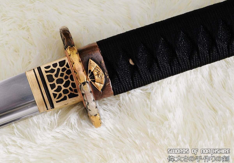 1095 High Carbon Steel Clay Tempered Samurai Katana Sword with Hand Carved Saya