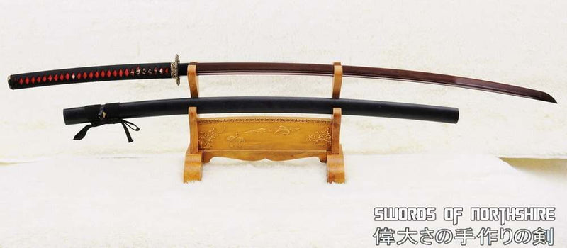 Blood Dragon Nodachi Hand Forged Red and Black Folded Steel Samurai Dragon Odachi Sword
