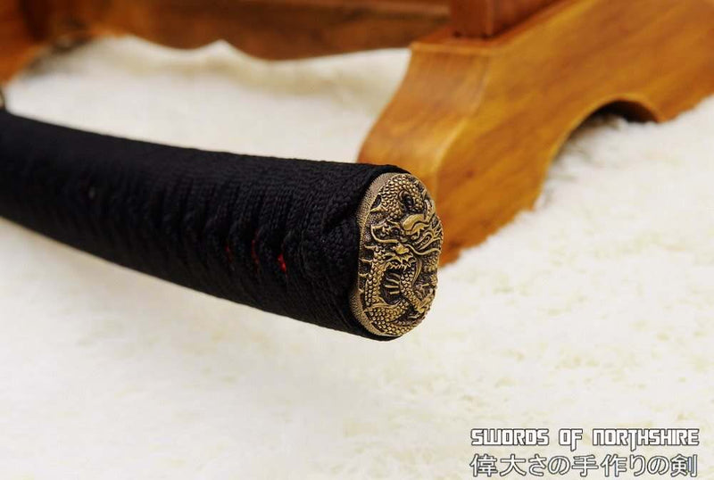 Blood Dragon Nodachi Hand Forged Red and Black Folded Steel Samurai Dragon Odachi Sword