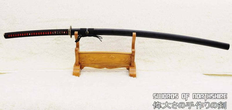 Blood Dragon Nodachi Hand Forged Red and Black Folded Steel Samurai Dragon Odachi Sword