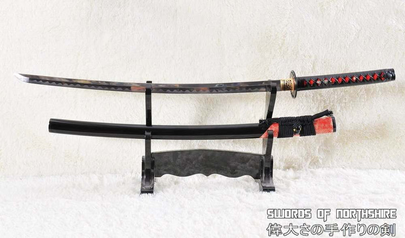 Hand Forged 1095 High Carbon Steel Samurai Katana Sword w/ Rayskin Wrapped Saya
