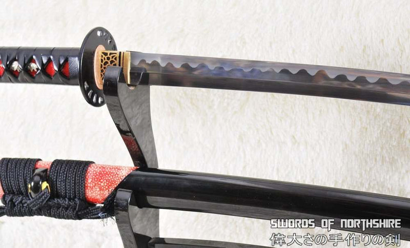 Hand Forged 1095 High Carbon Steel Samurai Katana Sword w/ Rayskin Wrapped Saya