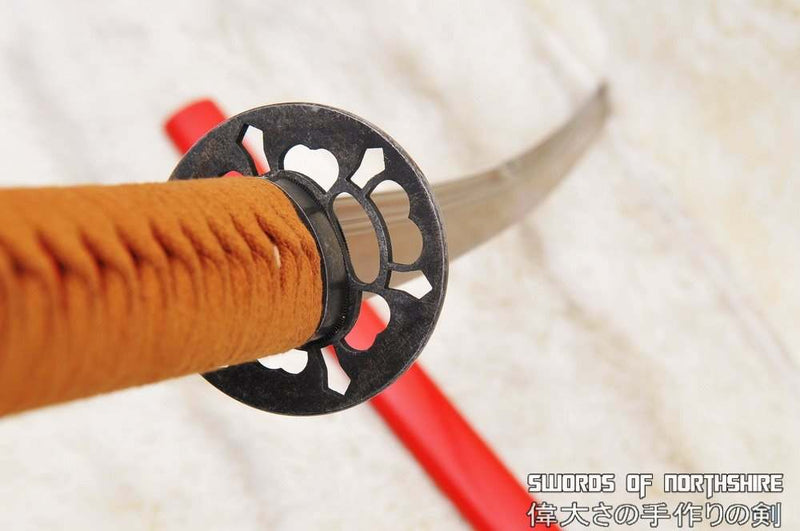 High Carbon 1095 Red Steel Clay Tempered Unokubi Zukuri Samurai Katana Sword