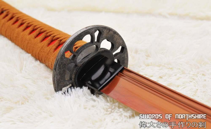 High Carbon 1095 Red Steel Clay Tempered Unokubi Zukuri Samurai Katana Sword