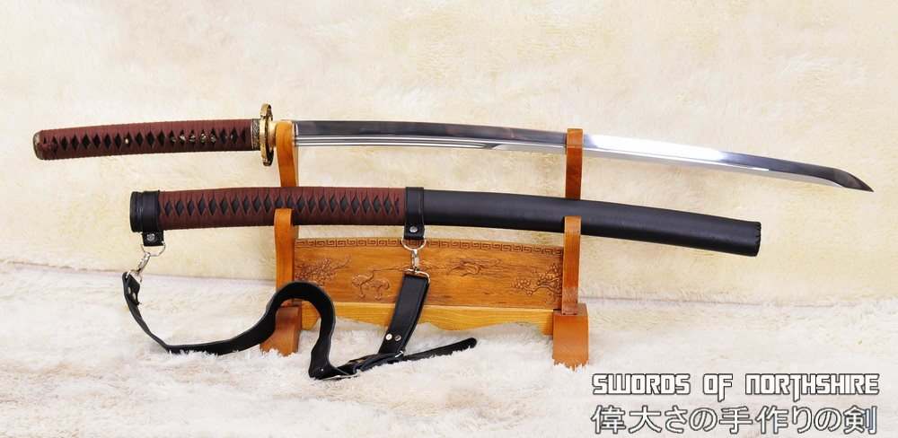 Hand Forged 1095 High Carbon Steel Unokubi Zukuri Katana Leather