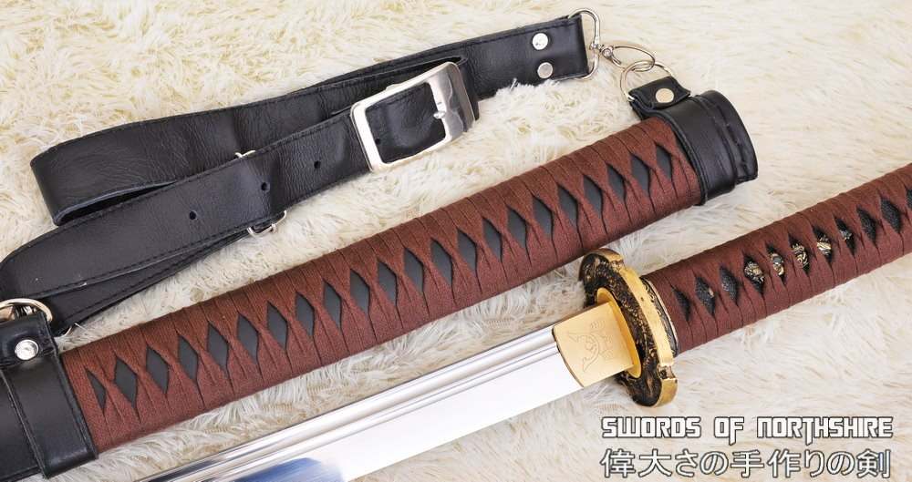 Hand Forged 1095 High Carbon Steel Unokubi Zukuri Katana Leather