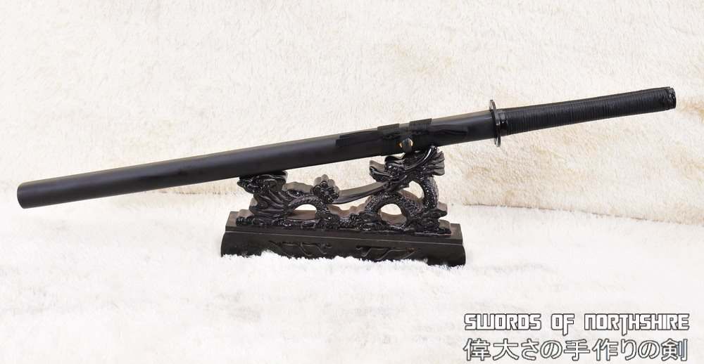 Hand Forged Black Folded Steel Gemini Twin Straight Blade Chokuto